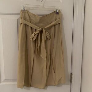 Theory Tan Silk Skirt with wrap detail with lining